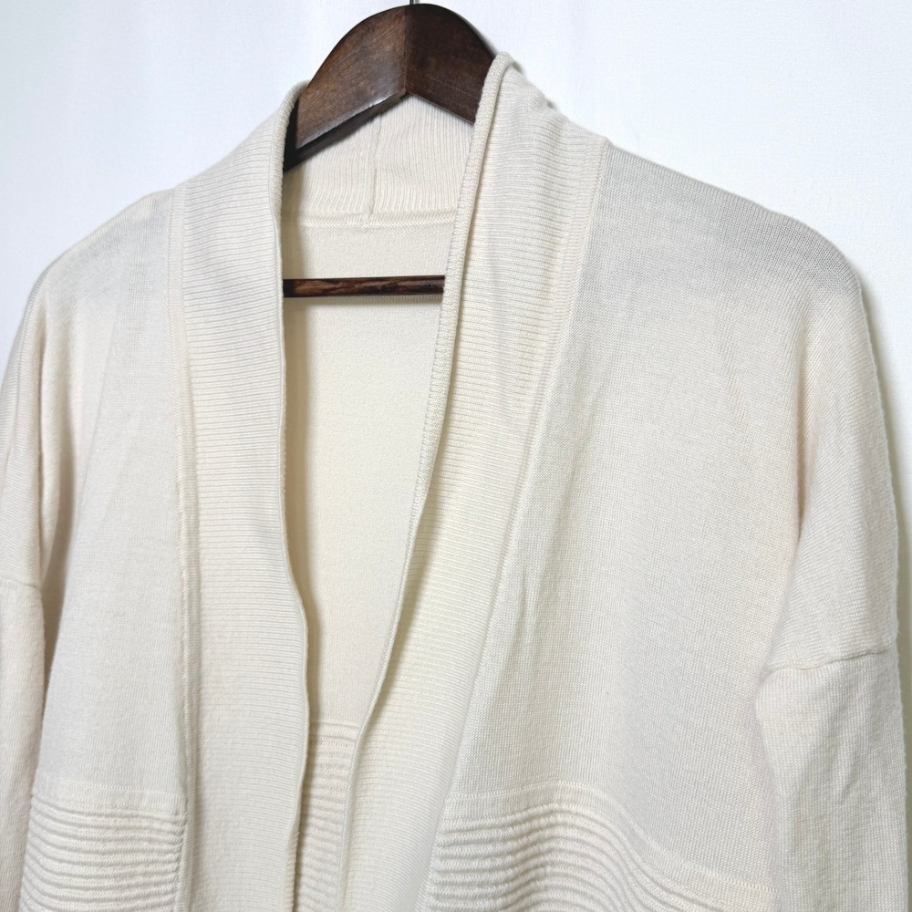 Lululemon Sit In Lotus Wrap Cardigan Cream Ribbed Open Front Sweater Size 2-4